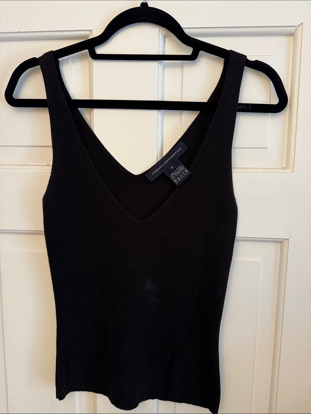 French Connection Black V-Neck Knit Shell